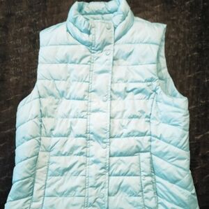 Women's GAP Turquoise Puffer Down Sleeveless Vest Jacket Size M